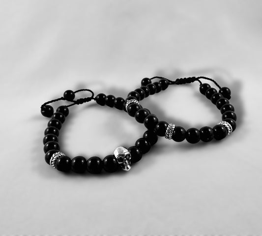 Onix & Silver Bead Bracelet