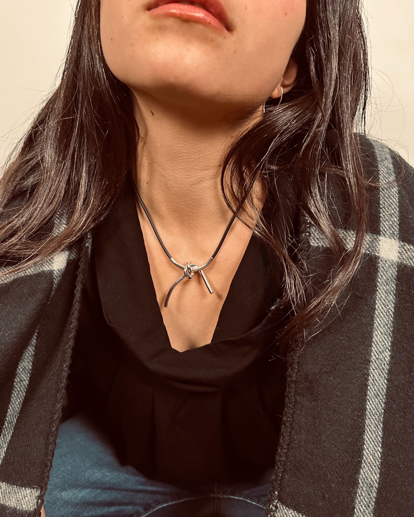Knots Silver-Rubber Short Necklace - agsb contemporary jewellery