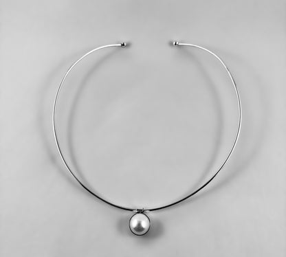 Wish Natural Big Pearl + Silver Chocker - agsb contemporary jewellery