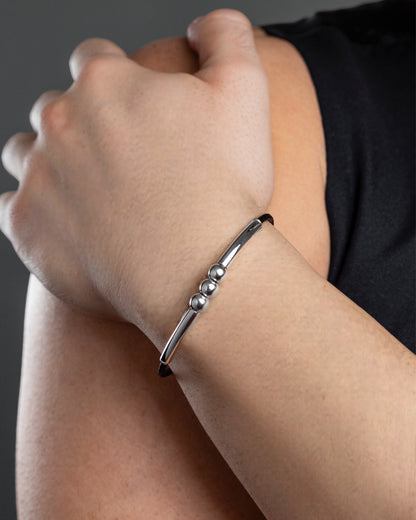 Fit 3 beads/leather Bracelet Men - agsb contemporary jewellery