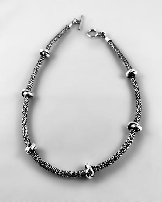 Foxtail woven with Knots Vintage Necklace - agsb contemporary jewellery