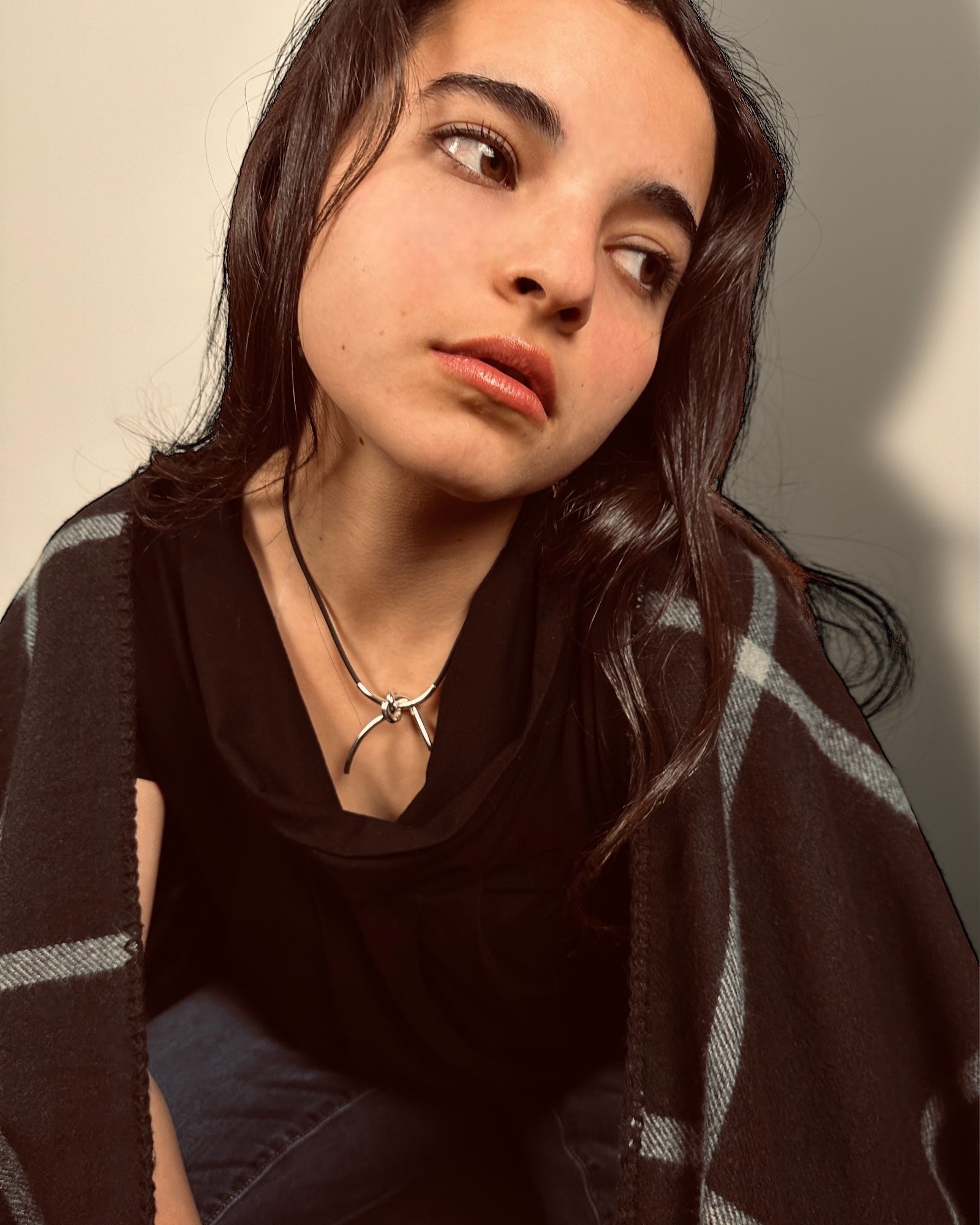 Knots Silver-Rubber Short Necklace - agsb contemporary jewellery