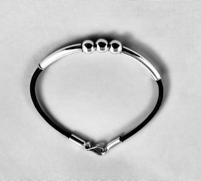 Fit 3 beads/leather Bracelet Men