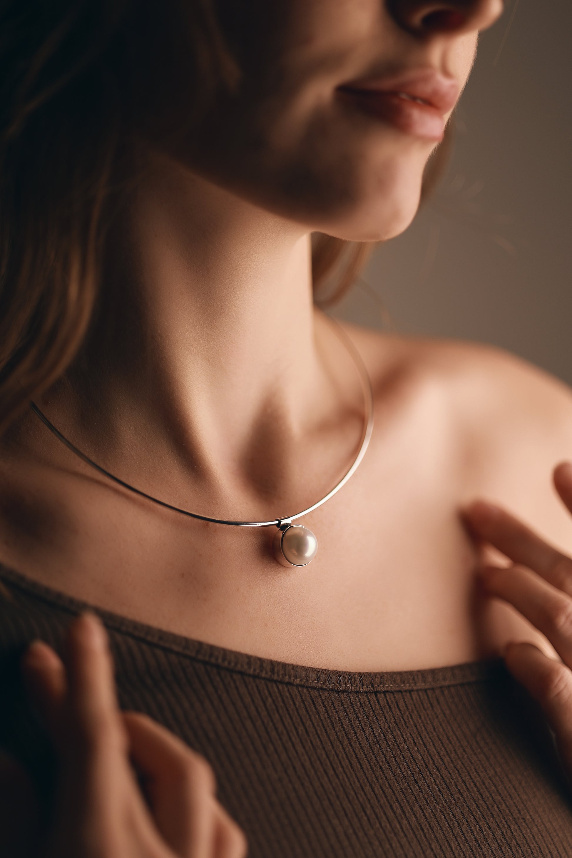 Wish Natural Big Pearl + Silver Chocker - agsb contemporary jewellery