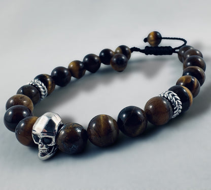 Tiger-eye & Silver Bead Bracelet