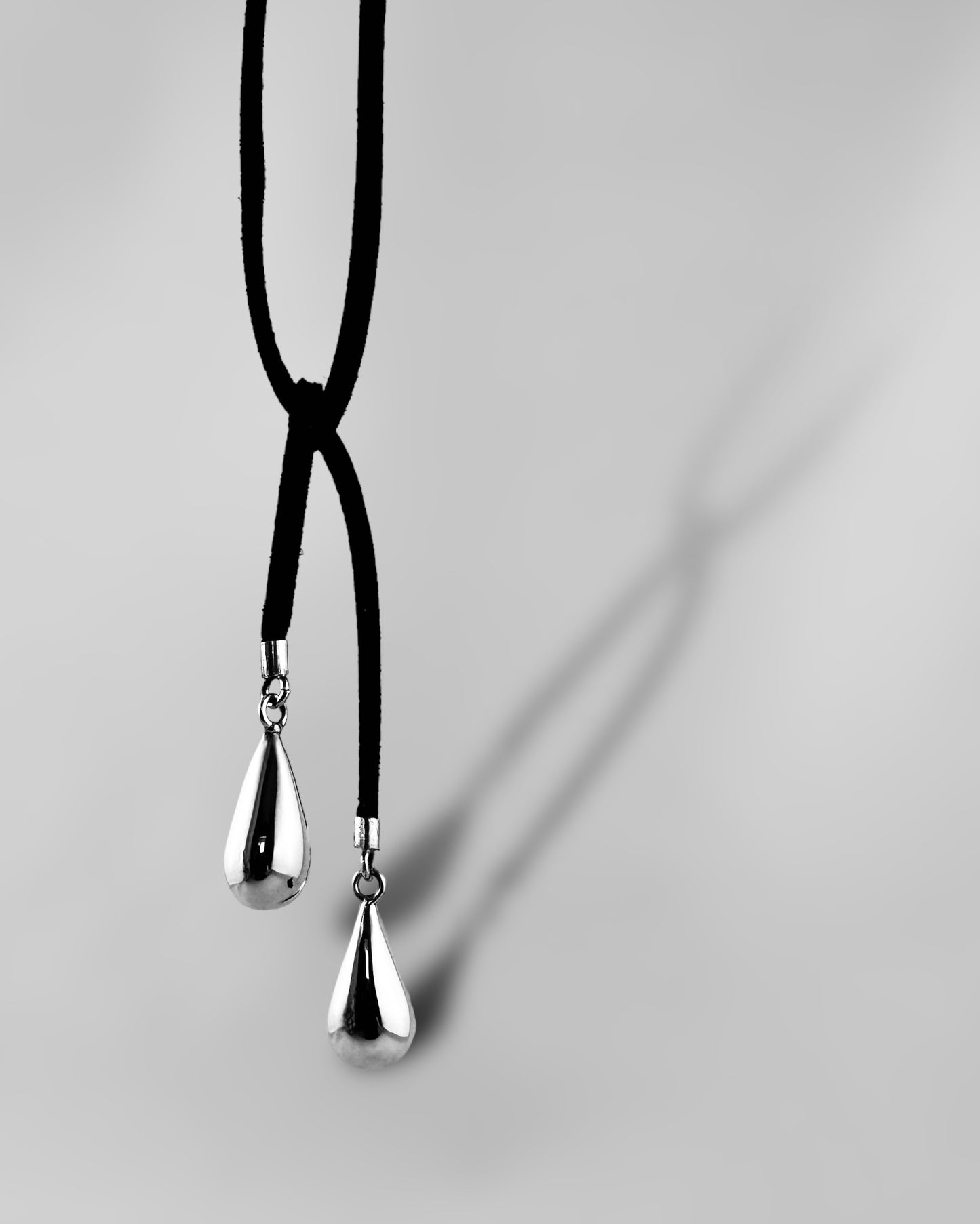 Bells Suede & Silver Tie Necklace