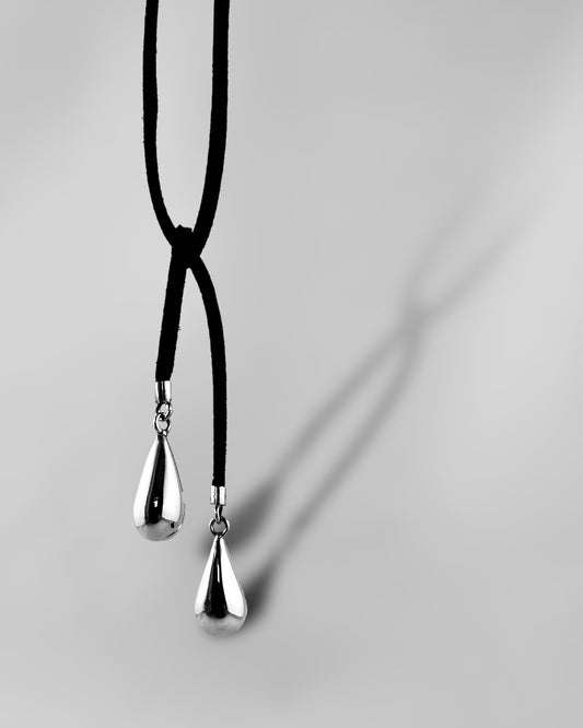 Bells Suede & Silver Tie Necklace - agsb contemporary jewellery
