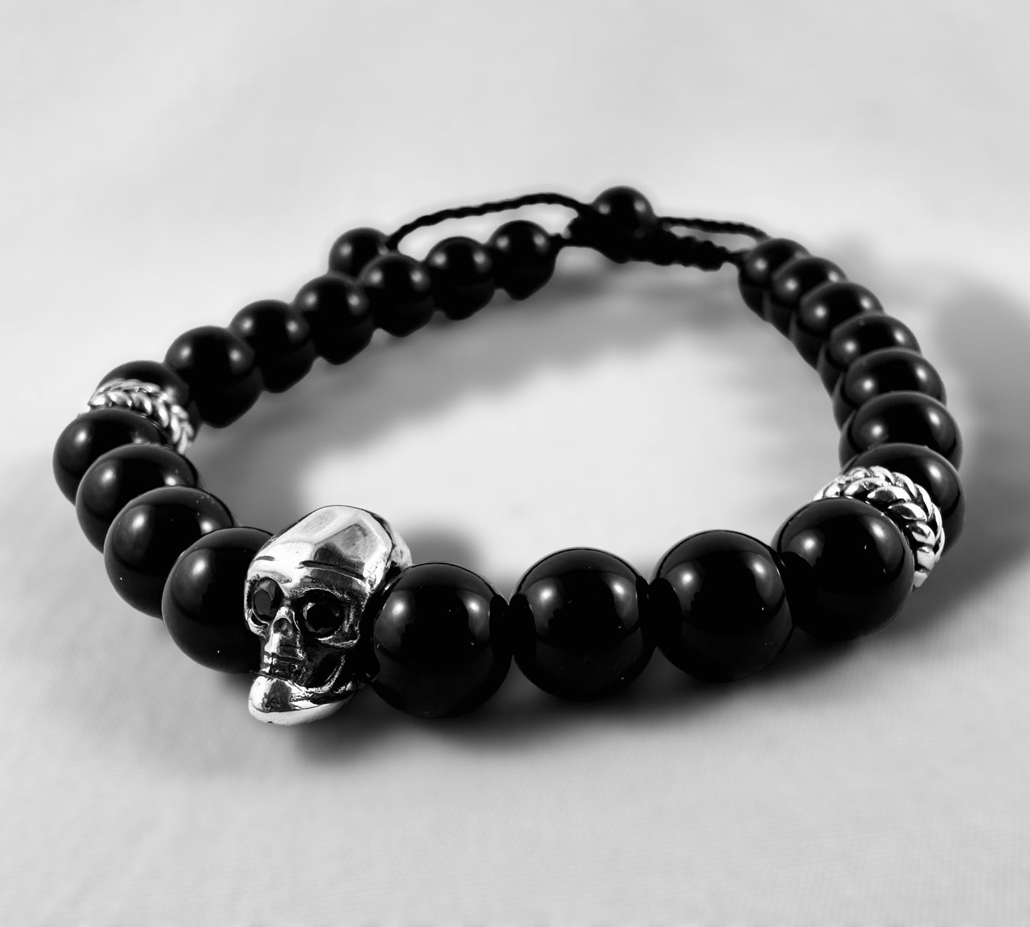 Onix & Silver Bead Bracelet