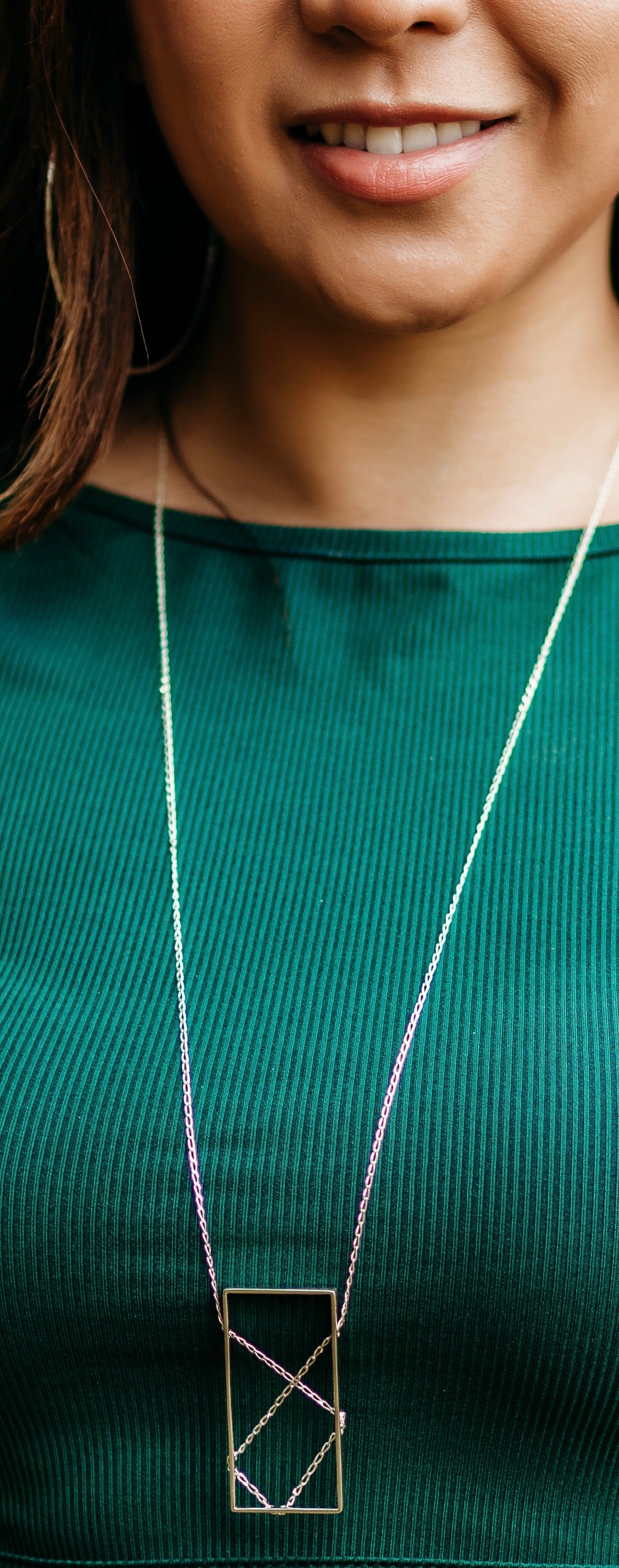 Rectangle Long Necklace