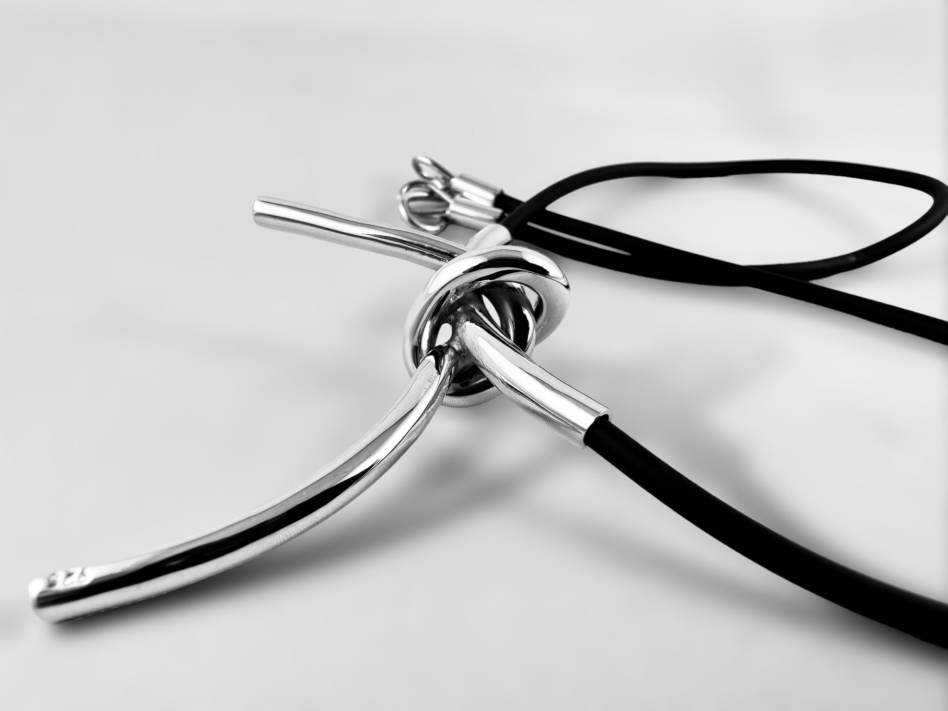 Knots Silver-Rubber Short Necklace - agsb contemporary jewellery