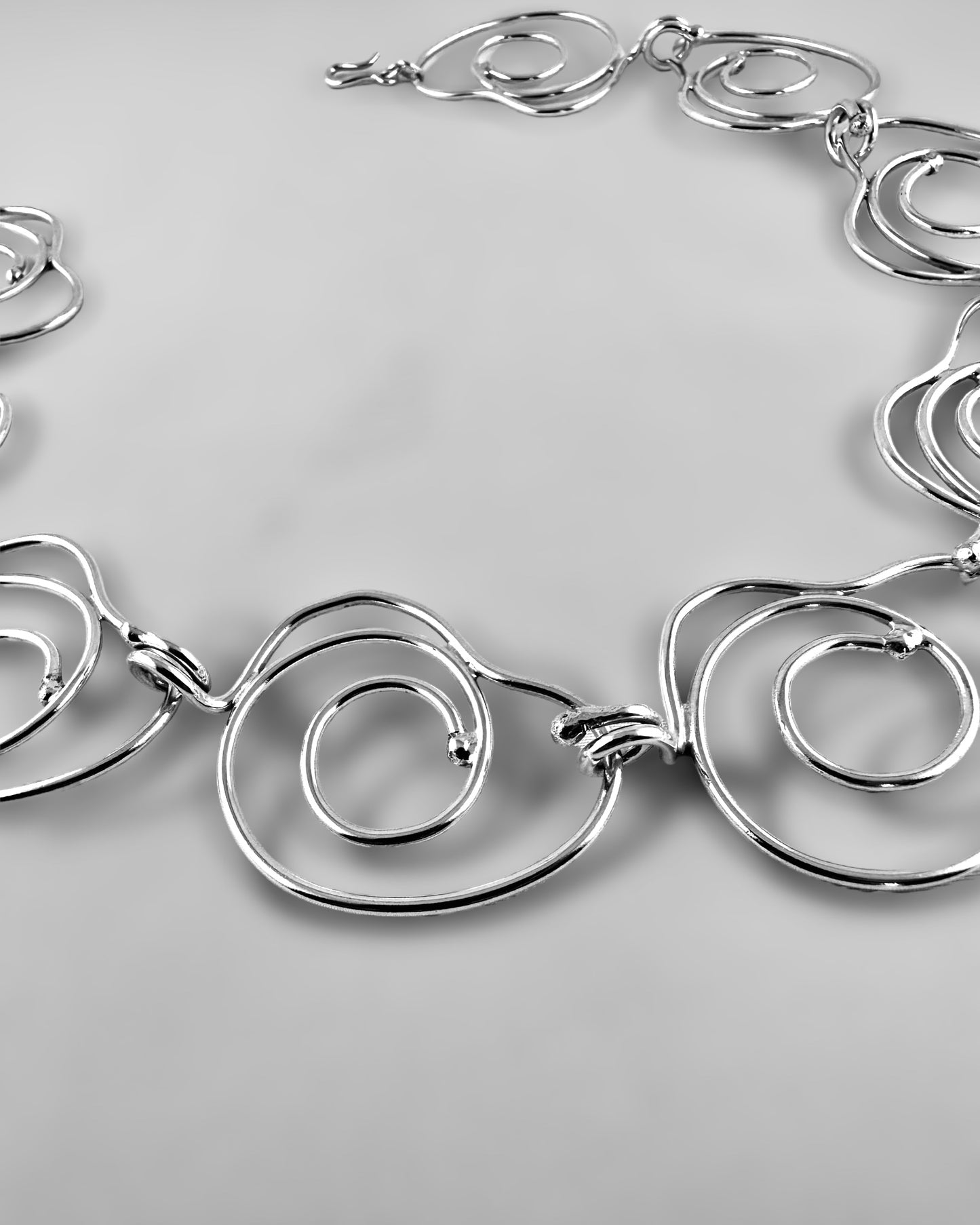 Hearts Modern Silver Necklace - agsb contemporary jewellery