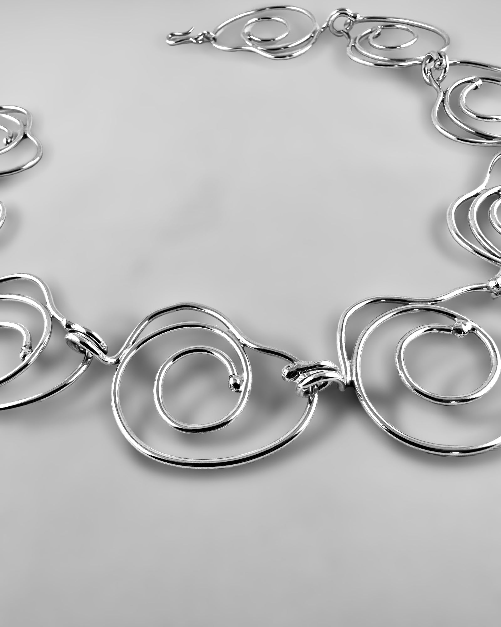 Hearts Modern Silver Necklace - agsb contemporary jewellery
