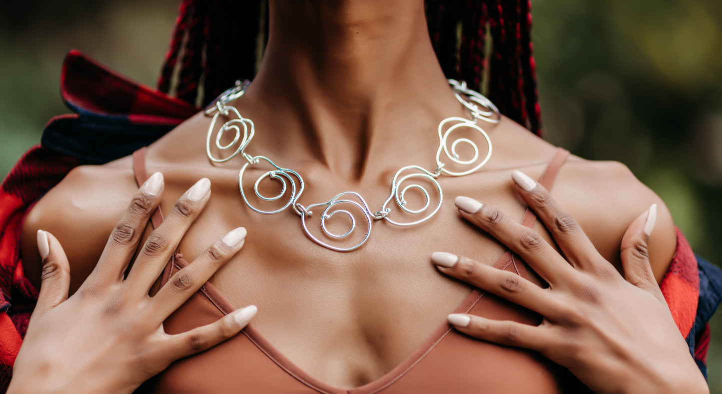 Hearts Modern Silver Necklace - agsb contemporary jewellery