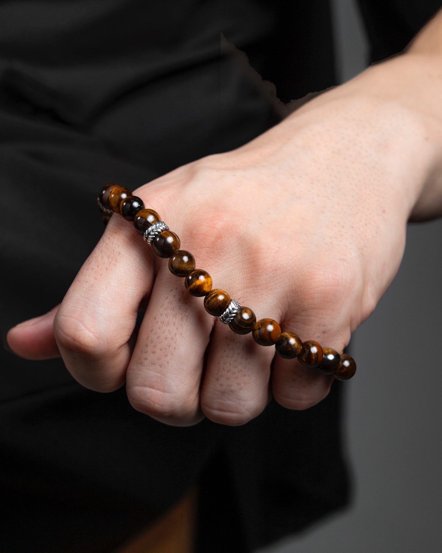 Tiger-eye & Silver Bead Bracelet