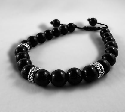 Onix & Silver Bead Bracelet