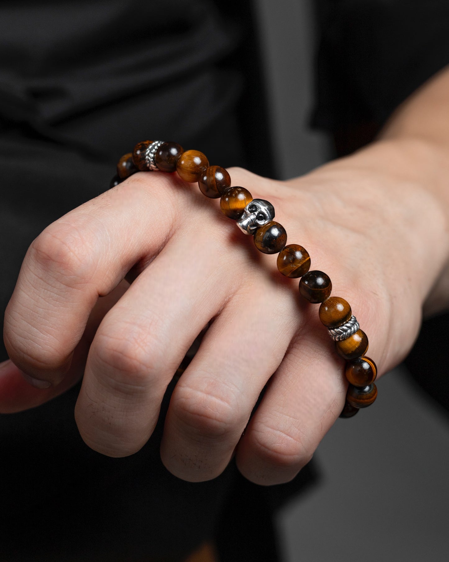 Tiger-eye & Silver Bead Bracelet