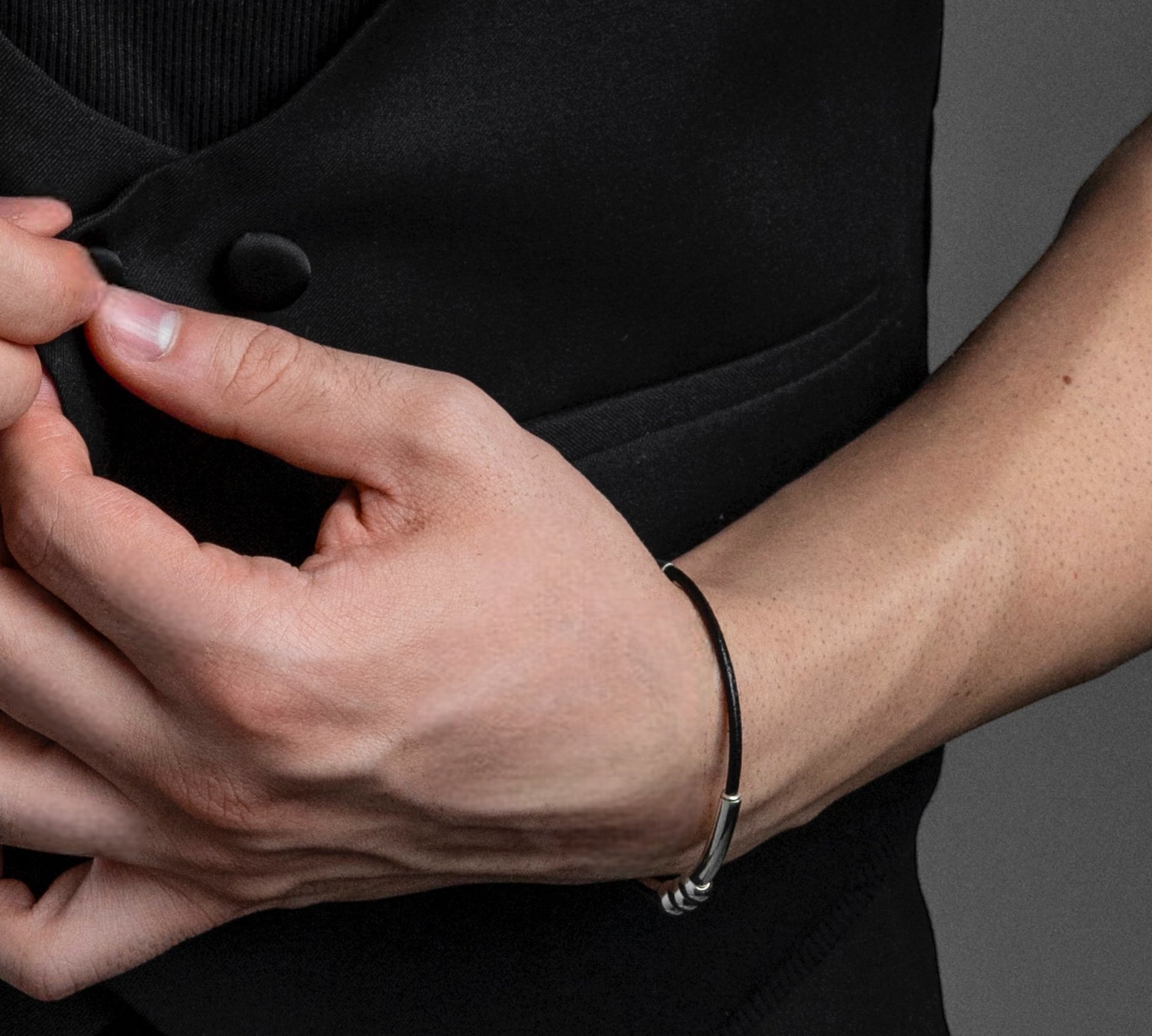 Fit 3 beads/leather Bracelet Men - agsb contemporary jewellery